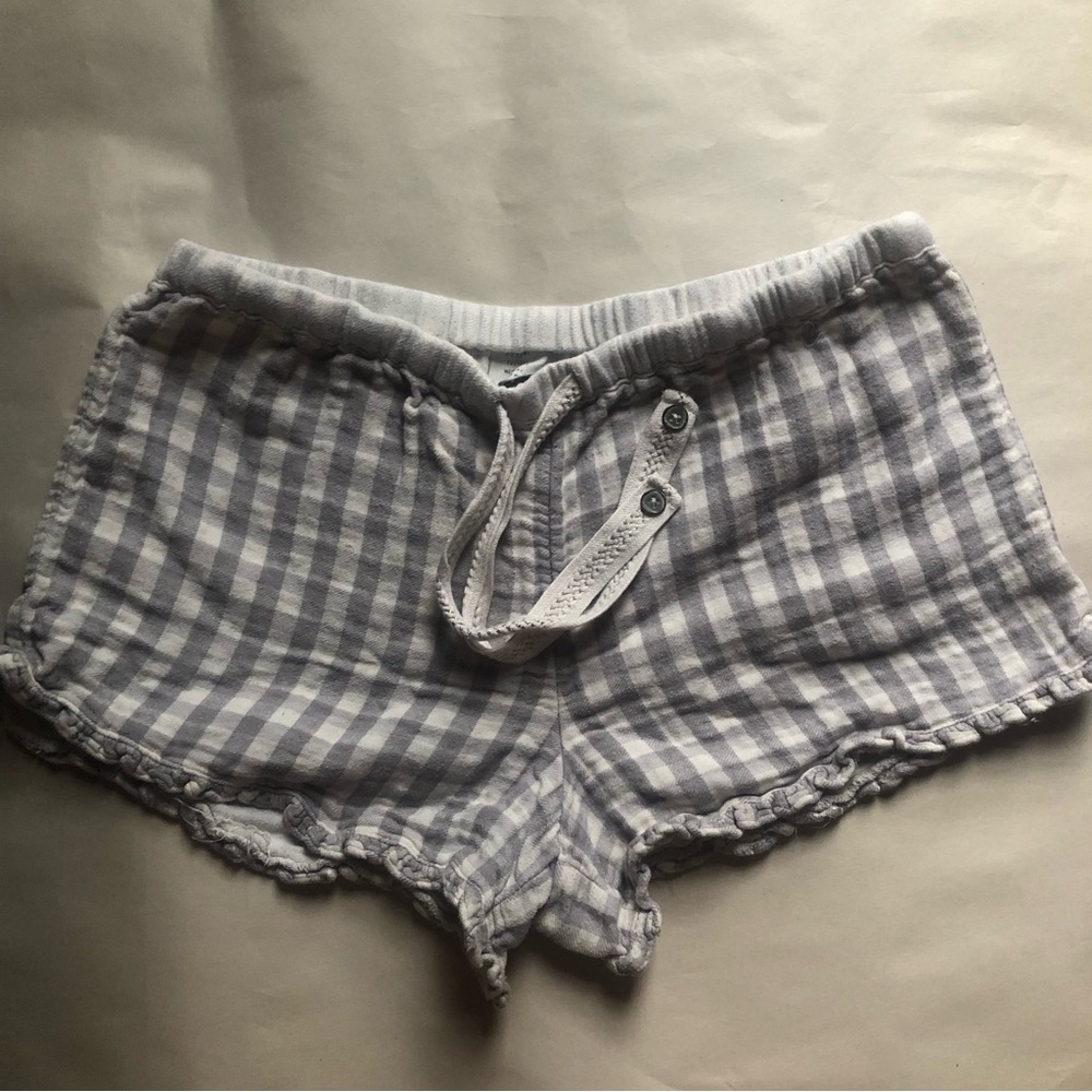 ❤️Anthropologie Saturday Sunday Grey White Shorts Checkered Plaid Size S